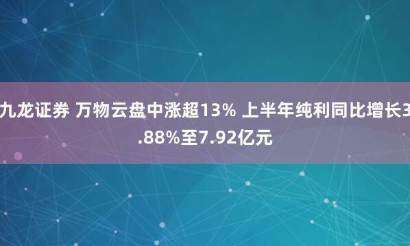 九龙证券 万物云盘中涨超13% 上半年纯利同比增长3.88%至7.92亿元