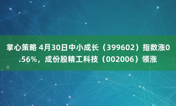 掌心策略 4月30日中小成长(399602)指数涨0.56%,成份股精工科技(002006)领涨